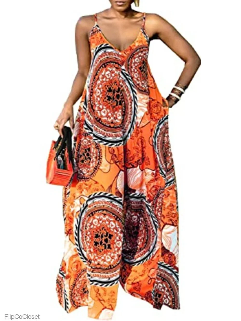 Women's Sleeveless V-Neck Jumpsuit Wide Leg Loose Fit Polyester Spandex